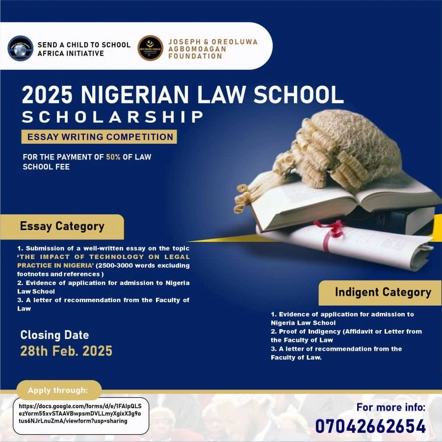 2025 Nigerian Law School Scholarship Essay Writing Competition